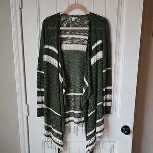 Moral Fiber Olive and Cream Women's Cardigan